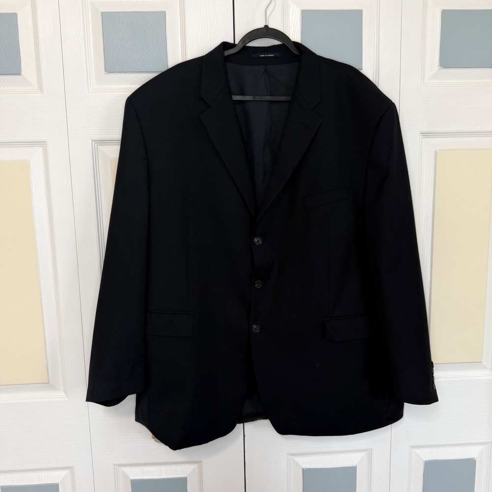 Lauren Ralph Lauren Mens Navy Blue 3-Button Blazer Jacket Made in Canada